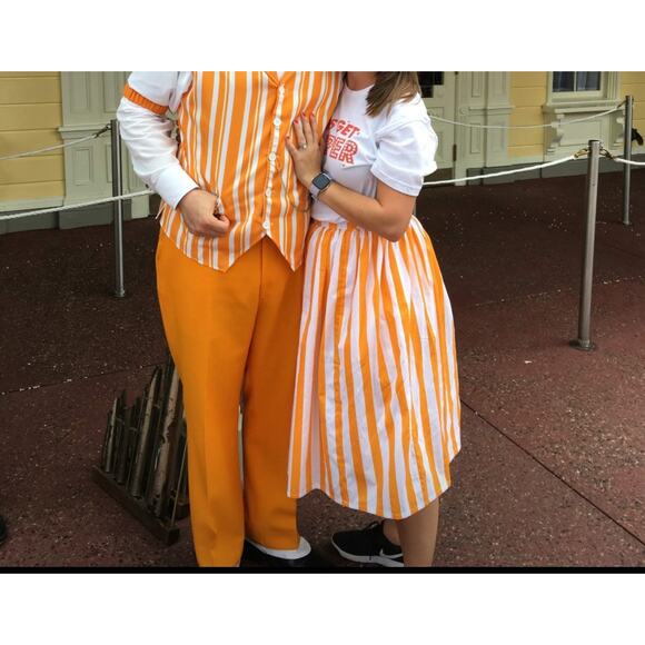 Walt Disney Dapper Dan Inspired Women’s Skirt Size Small. Orange & White Stripes - Picture 8 of 8